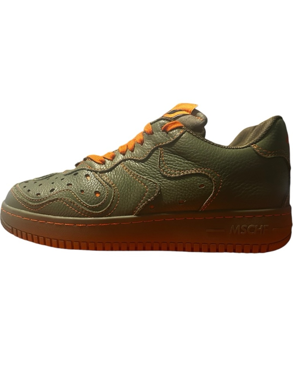 Hunter Olive Green and Orange Sneakers